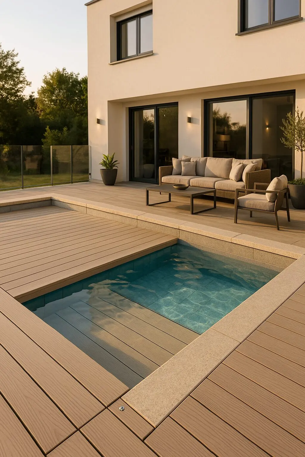 Vue d'ensemble d'une piscine à fond mobile